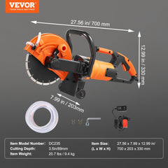 Bostome 9" electric concrete saw with a powerful 1800W motor and ergonomic D-shaped handle.