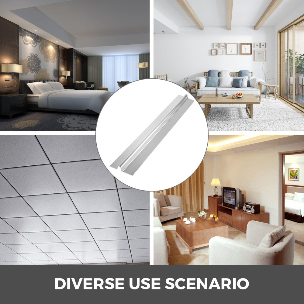 Two aluminum PEX heat transfer plates are shown against various ceiling and room settings.