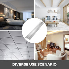 Two aluminum PEX heat transfer plates are shown against various ceiling and room settings.
