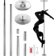 Professional Spinning Static Dancing Pole Kit | Portable Fitness Pole with 45mm Heavy-Duty Stainless Steel, Height Adjustable, Home Gym & Club Use