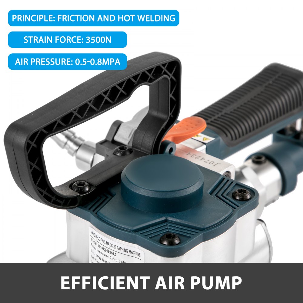 Pneumatic Strapping Tool B19 Hand Held Strapping Machine with 3500N Max Tension Pneumatic Strapping Machine for 1/2``-3/4`` PP/PET Belt