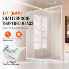 Semi-frameless Double Sliding Shower Door SGCC Tempered Glass 1/4" Chrome