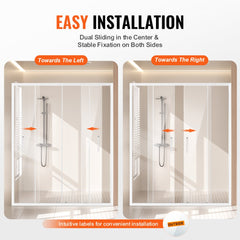 Semi-frameless Double Sliding Shower Door SGCC Tempered Glass 1/4" Chrome