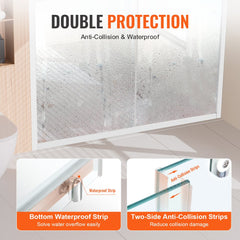 Semi-frameless Shower Door 57.7-59" x 70" SGCC Tempered Glass 1/4" Chrome