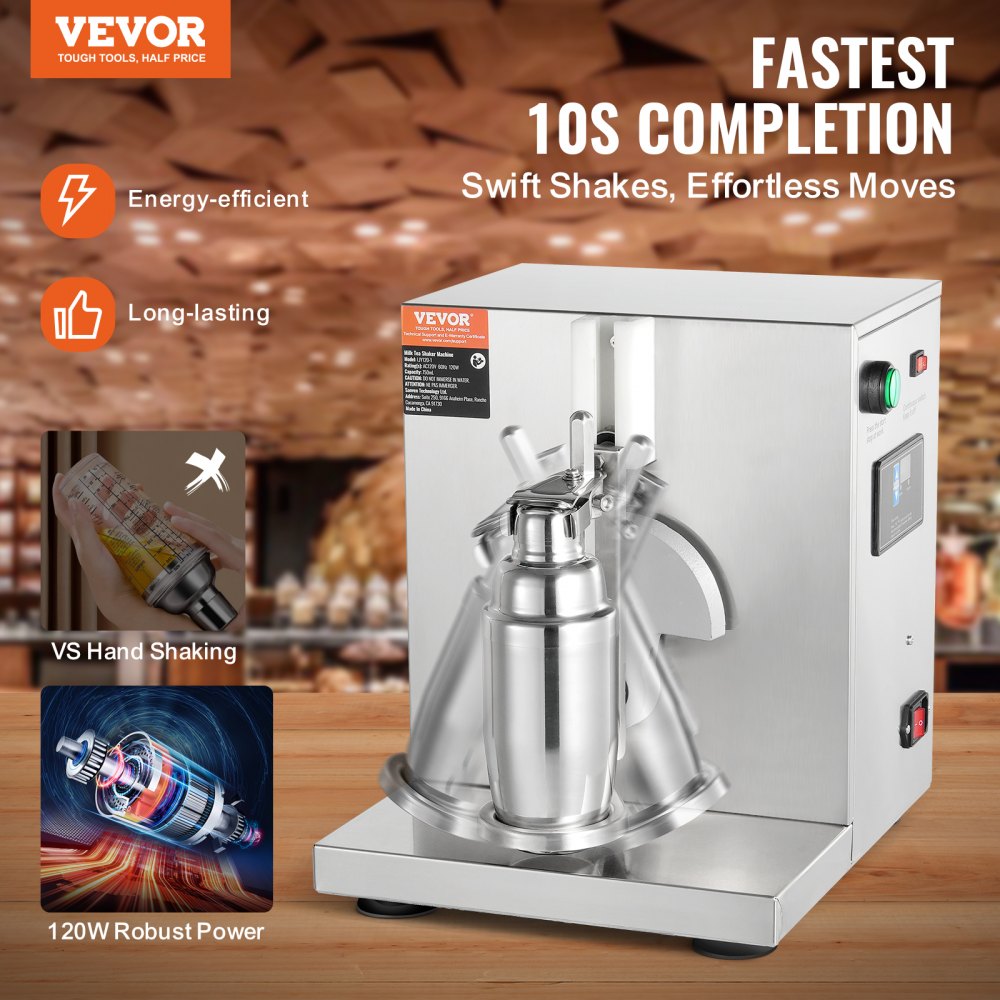 Milkshake Maker Machine, 120W Commercial Milk Tea Shaker Machine, Single Head Milk Shake Mixer Machine, 0-180s Adjustable Milkshake Blender, with 750 ml Stainless Steel Cup, for Milk Tea Store