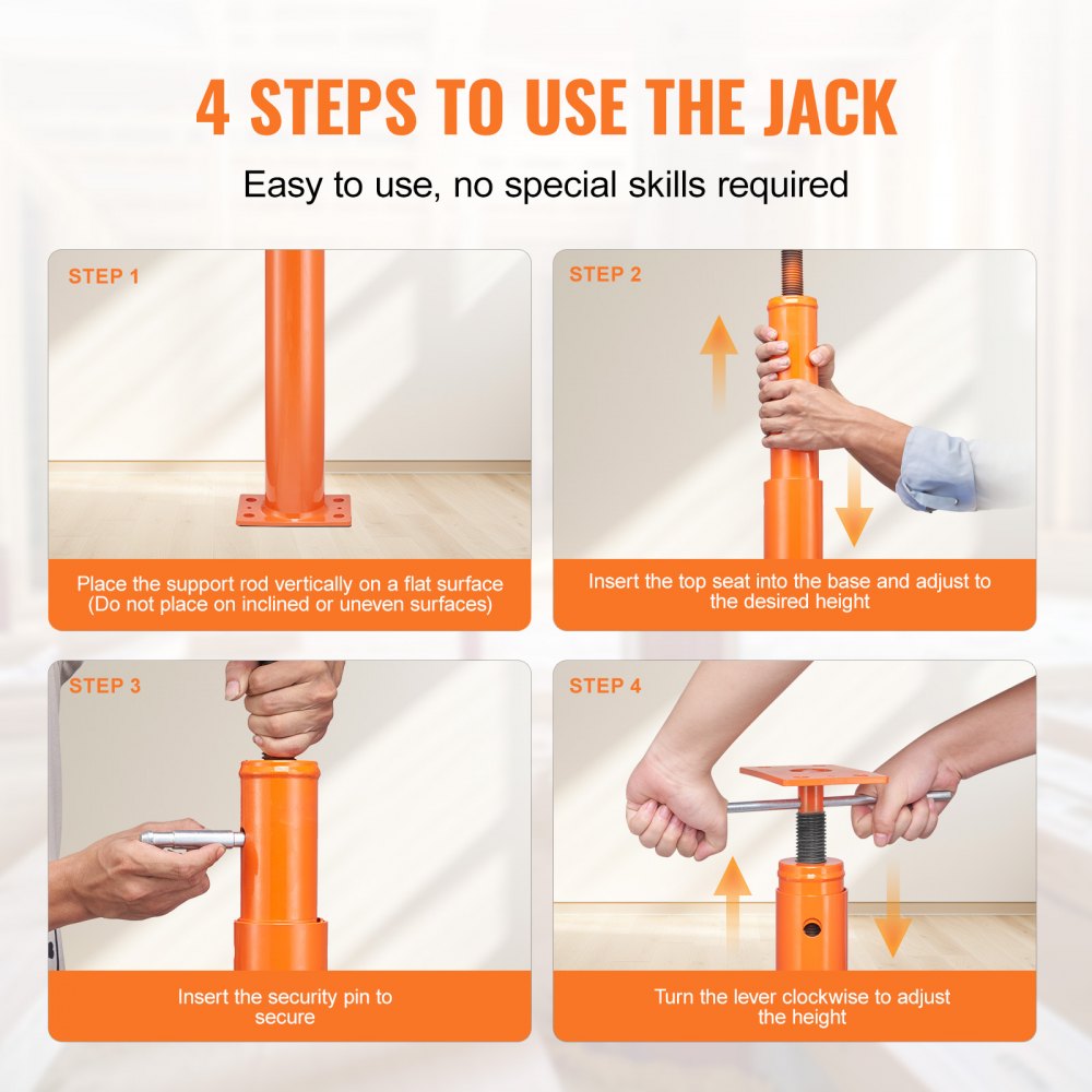 Adjustable Floor Jack Post House Floor Leveling Lift 54"-150" Height Range