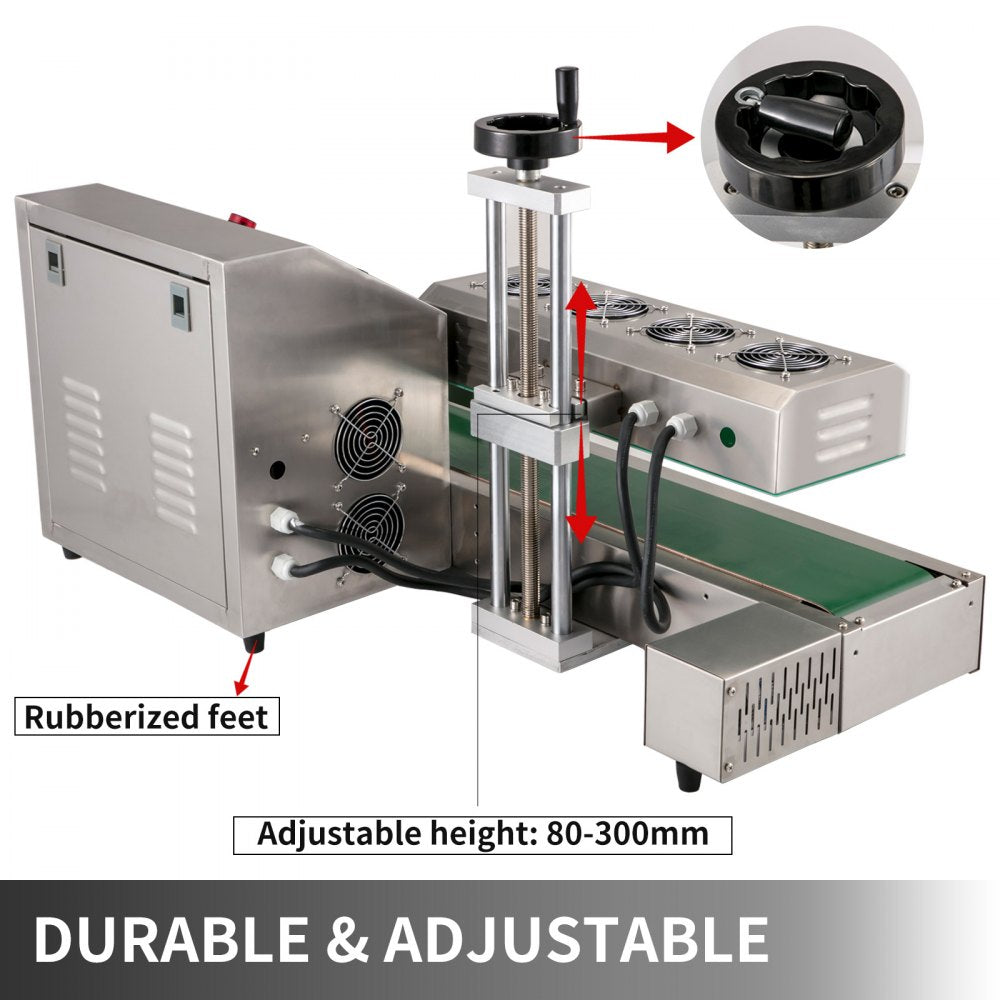 LX-6000 Induction Bottle Sealer Cap Diameter 20-80mm Induction Sealing Machine Continuous Induction Sealer Heat Induction Sealing Machine for Height 80-300mm Bottles