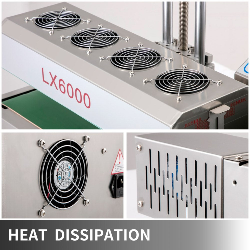 LX-6000 Induction Bottle Sealer Cap Diameter 20-80mm Induction Sealing Machine Continuous Induction Sealer Heat Induction Sealing Machine for Height 80-300mm Bottles