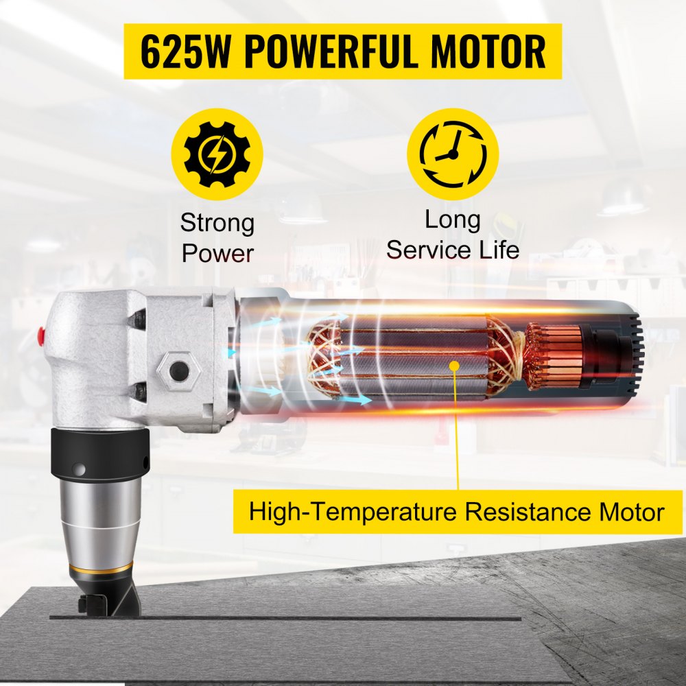 Bostome Electric Metal Nibbler with 625W motor, 1000RPM speed, and 4mm cutting capacity.