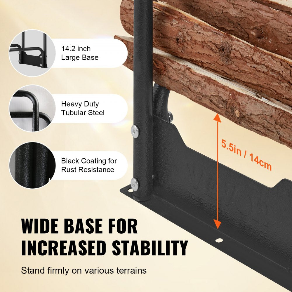 12.7FT Outdoor Firewood Rack with Cover, 152x14.2x46.1in,Heavy Duty Firewood Holder & 600D Oxford Waterproof Cover for Fireplace, Patio, Indoor/Outdoor Log Storage Rack for 3/4 Cord of Firewood