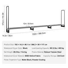 12.7FT Outdoor Firewood Rack with Cover, 152x14.2x46.1in,Heavy Duty Firewood Holder & 600D Oxford Waterproof Cover for Fireplace, Patio, Indoor/Outdoor Log Storage Rack for 3/4 Cord of Firewood