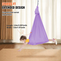 Sensory Swing for Kids, 3.1 Yards, Therapy Swing for Children with Special Needs, Cuddle Swing Indoor Outdoor Hammock for Child & Adult with Autism, ADHD, Aspergers, Sensory Integration, Purple
