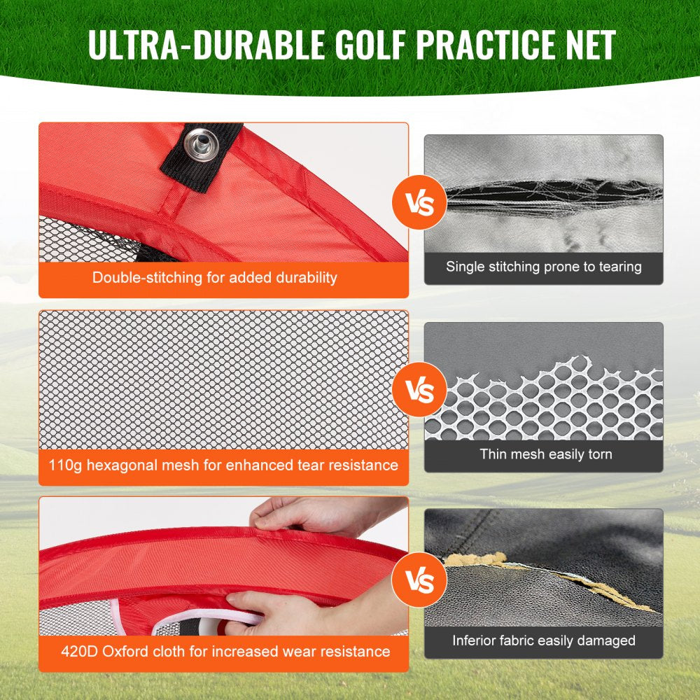 Golf Chipping Net, Pop Up Golf Practice Net, Portable Indoor Outdoor Home Golf Hitting Aid Net with Target and Carry Bag, for Backyard Driving Training Swing, Gift for Men, Golf Lover, Red