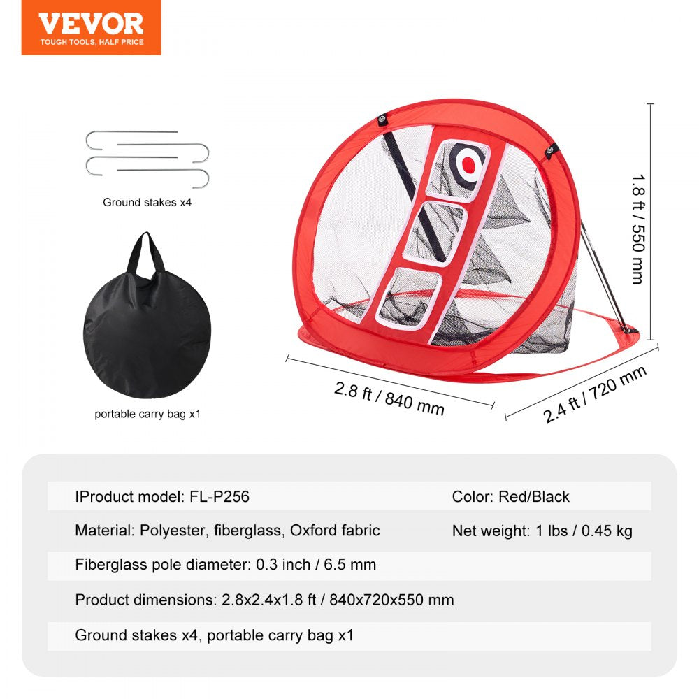 Golf Chipping Net, Pop Up Golf Practice Net, Portable Indoor Outdoor Home Golf Hitting Aid Net with Target and Carry Bag, for Backyard Driving Training Swing, Gift for Men, Golf Lover, Red