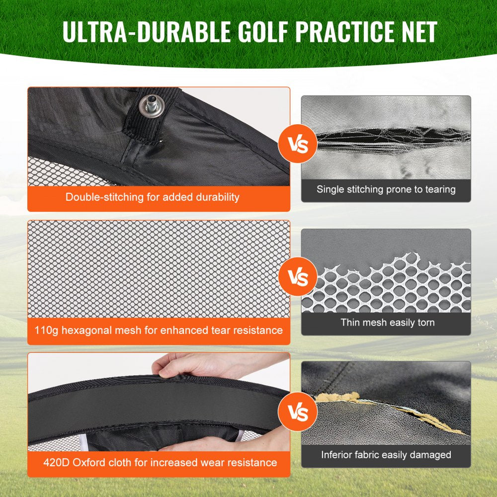 Golf Chipping Net, Pop Up Golf Practice Net, Portable Indoor Outdoor Home Golf Hitting Aid Net with Target/Mat/Balls/Tee/Carry Bag, for Backyard Driving Training Swing, Gift for Men, Black