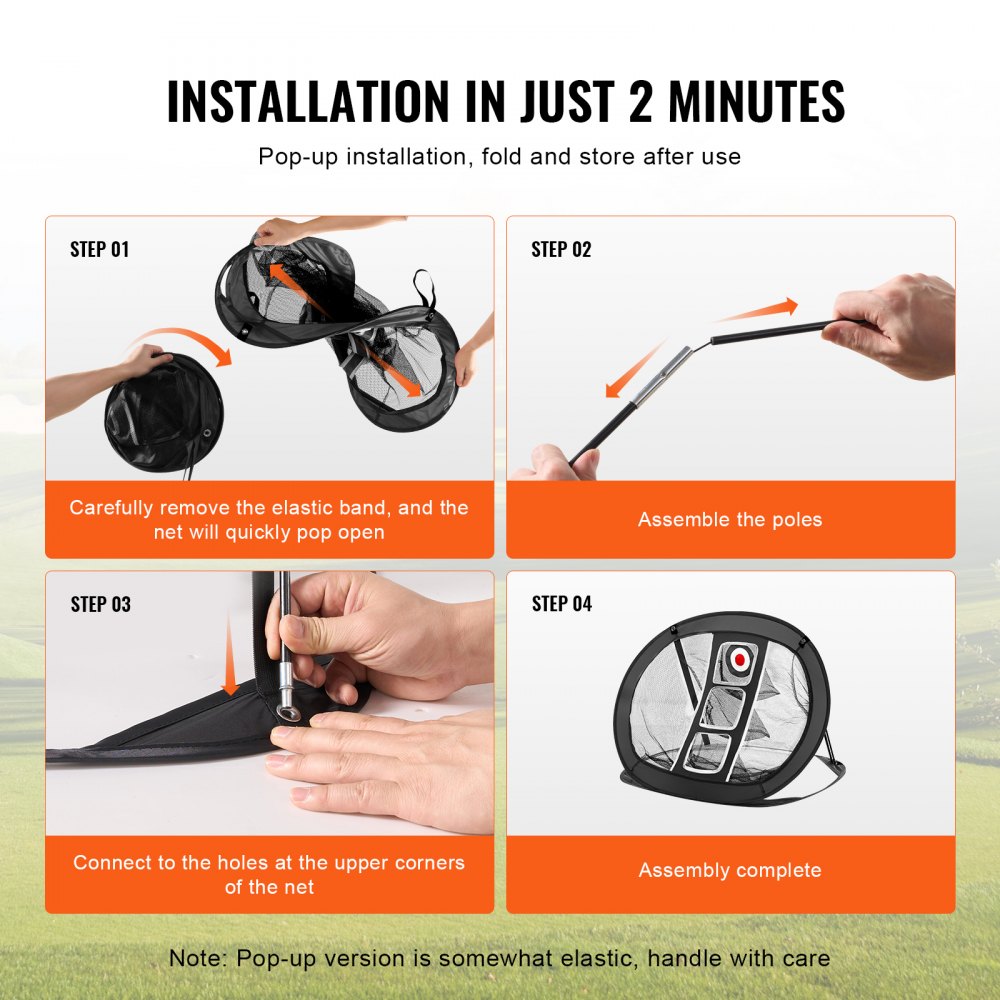 Golf Chipping Net, Pop Up Golf Practice Net, Portable Indoor Outdoor Home Golf Hitting Aid Net with Target/Mat/Balls/Tee/Carry Bag, for Backyard Driving Training Swing, Gift for Men, Black