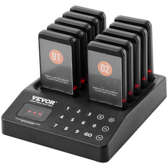 Restaurant Pager System, Wireless 400m Long Range Lineup Waiting Queue Signal, Guest Customer Calling Beepers with Vibration & Flashing, 10 Buzzers for Food Truck, Church, Nursery, Hospital