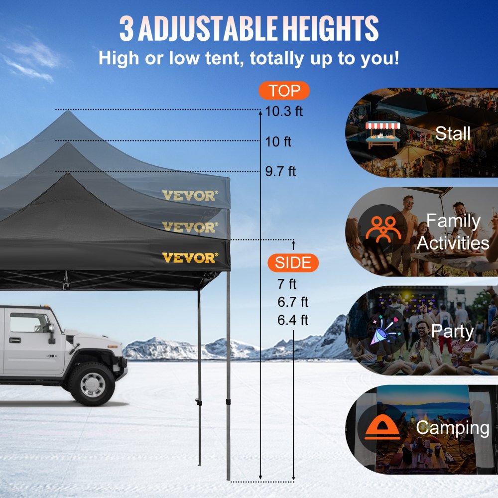 Pop Up Canopy Tent, 10 x 10 FT, Outdoor Patio Gazebo Tent with Removable Sidewalls and Wheeled Bag, UV Resistant Waterproof Instant Gazebo Shelter for Party, Garden, Backyard, Black