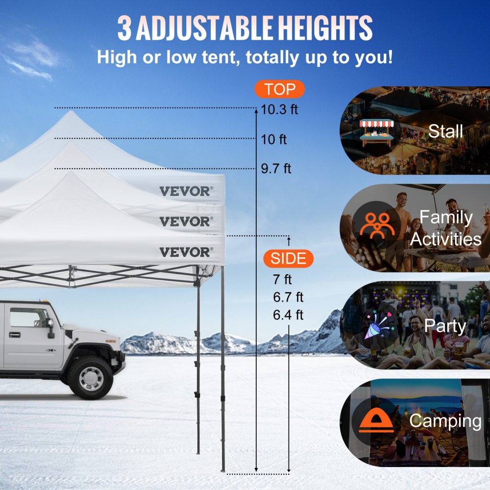 Pop Up Canopy Tent, 10 x 10 FT, Outdoor Patio Gazebo Tent with Removable Sidewalls and Wheeled Bag, UV Resistant Waterproof Instant Gazebo Shelter for Party, Garden, Backyard, White
