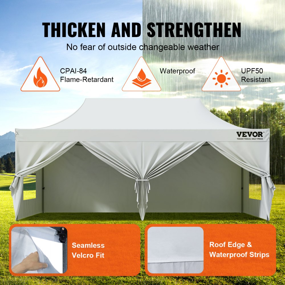 10x20 FT Pop up Canopy with Removable Sidewalls, Instant Canopies Portable Gazebo & Wheeled Bag, UV Resistant Waterproof, Enclosed Canopy Tent for Outdoor Events, Patio, Backyard, Party, Parking
