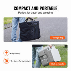 Bostome Portable Camping Toilet with 5.3 Gal waste tank and pressurized flush system.