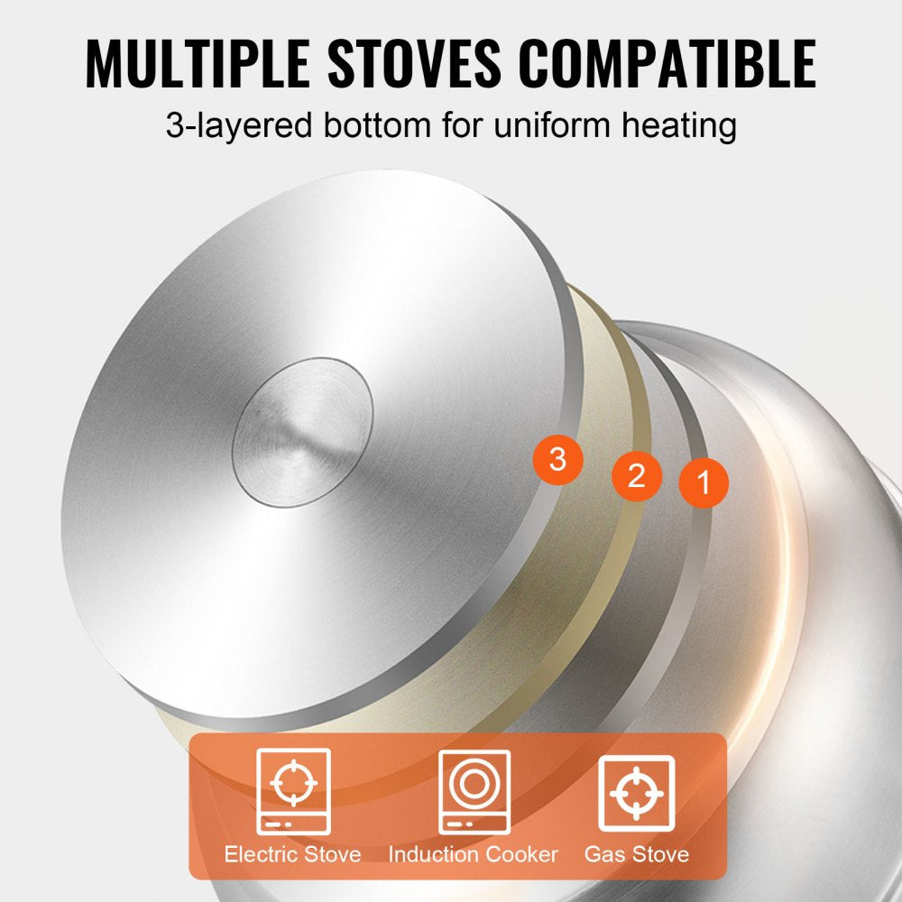Steamer Pot, 8.66in/22cm Steamer Pot for Cooking with 3QT Stock Pot and Vegetable Steamer, Large Capacity Stainless Steel Food Steamer Cookware with Lid for Gas Electric Induction Grill Stove