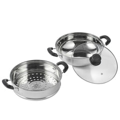 Steamer Pot, 11in/28cm Steamer Pot for Cooking with 3QT Stock Pot and Vegetable Steamer, Food-Grade 304 Stainless Steel Food Steamer Cookware with Lid for Gas Electric Induction Grill Stove