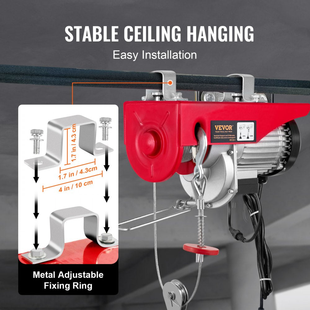 Electric Hoist, 1320 lbs Lifting Capacity, 1150W 110V Electric Steel Wire Winch with Wireless Remote Control, 40ft Single Cable Lifting Height & Pure Copper Motor, for Garage Warehouse Factory