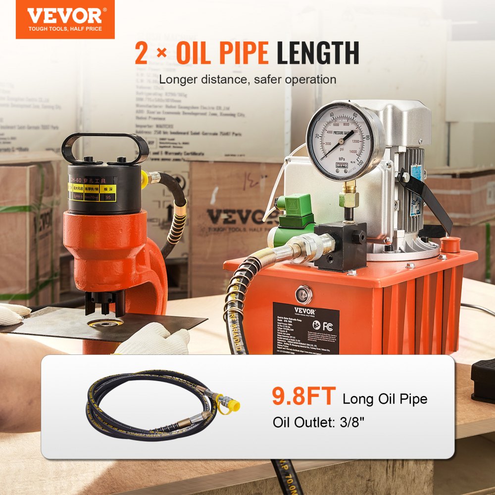 Electric Hydraulic Pump, 10000 PSI 750W 110V 488 in³/8L Capacity, Single Acting Solenoid Valve, Electric Driven Hydraulic Pump Power Pack Unit with Pedal Switch for Punching/Bending/Jack Machine