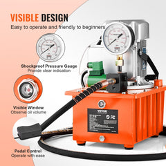 Electric Hydraulic Pump, 10000 PSI 750W 110V 488 in³/8L Capacity, Single Acting Solenoid Valve, Electric Driven Hydraulic Pump Power Pack Unit with Pedal Switch for Punching/Bending/Jack Machine