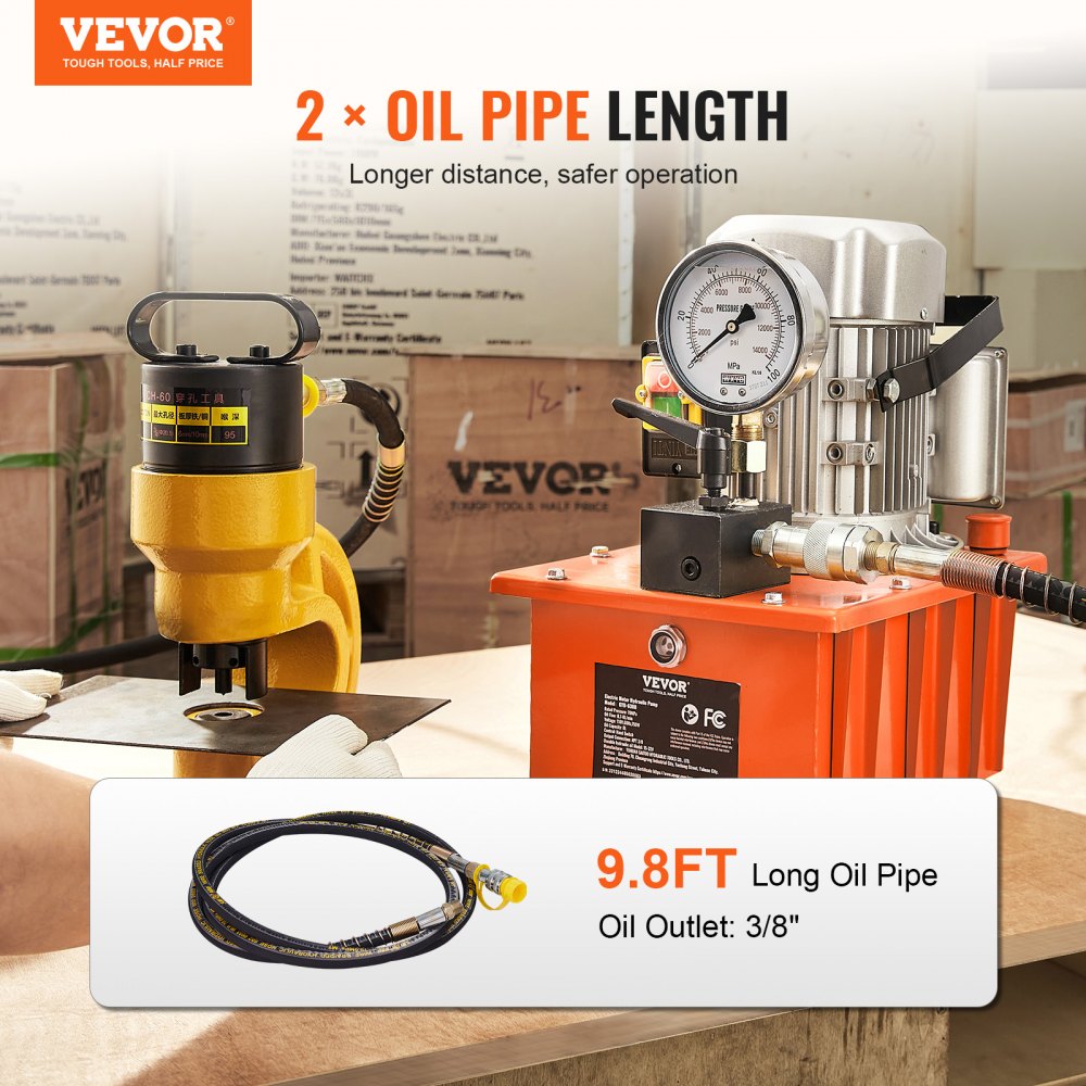 Electric Hydraulic Pump, 10000 PSI 750W 110V, 488 in³/8L Capacity, Single Acting Manual Valve, Electric Driven Hydraulic Pump Power Pack Unit with Lever Switch for Punching/Bending/Jack Machines