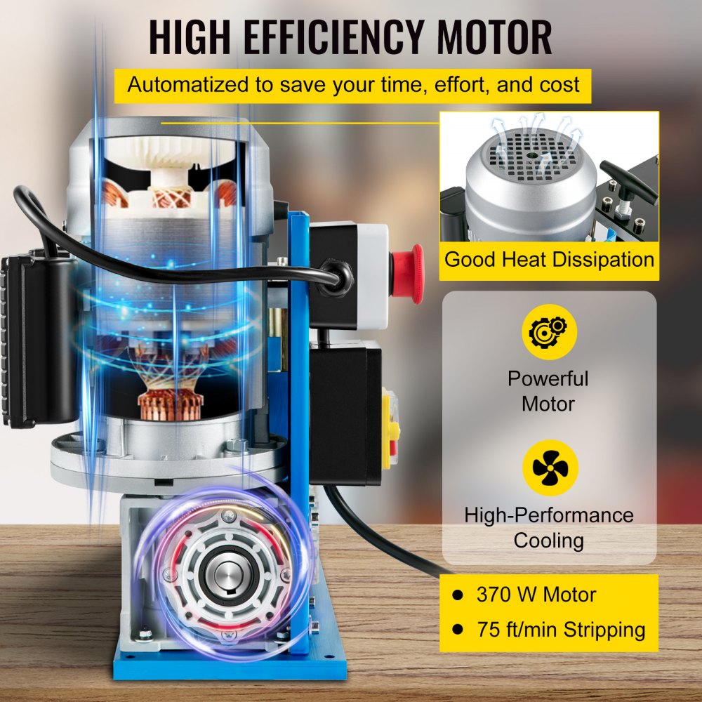 Cable Wire Stripping Machine 0.06 inch -1.5 inch,Portable Powered Wire Stripper Machine 11 Channels 10 Blades,Automatic Wire Stripping Tool 75ft/minute,for Recycling Copper Wire