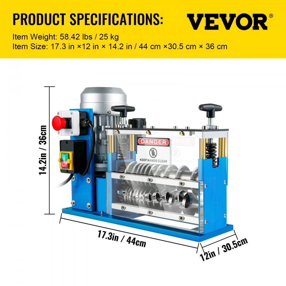 Cable Wire Stripping Machine 0.06 inch -1.5 inch,Portable Powered Wire Stripper Machine 11 Channels 10 Blades,Automatic Wire Stripping Tool 75ft/minute,for Recycling Copper Wire