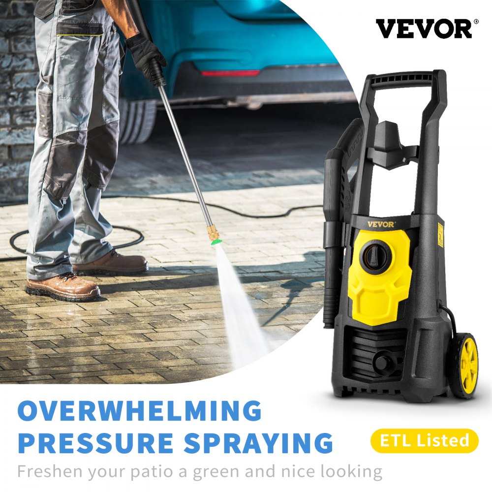 Electric Pressure Washer, 2000 PSI, Max. 1.76 GPM Power Washer w/ 30 ft Hose, 5 Quick Connect Nozzles, Foam Cannon, Portable to Clean Patios, Cars, Fences, Driveways, ETL Listed