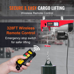 Wireless Electric Hoist, 440 lbs 110V Electric Steel Wire Winch with Wireless Remote Control, 40ft Single Cable Lifting Height & Pure Copper Motor, for Garage Warehouse Factory