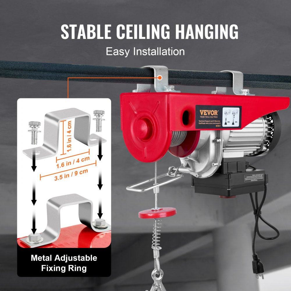 Wireless Electric Hoist, 440 lbs 110V Electric Steel Wire Winch with Wireless Remote Control, 40ft Single Cable Lifting Height & Pure Copper Motor, for Garage Warehouse Factory