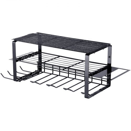 Power Tool Organizer, 4 Slot, 3 Layers, Cordless Drill Holder Wall Mount, Battery Charging Station Storage Rack, Multi-Function Garage Organization, Heavy Duty Metal Shelf for Screwdriver Pliers