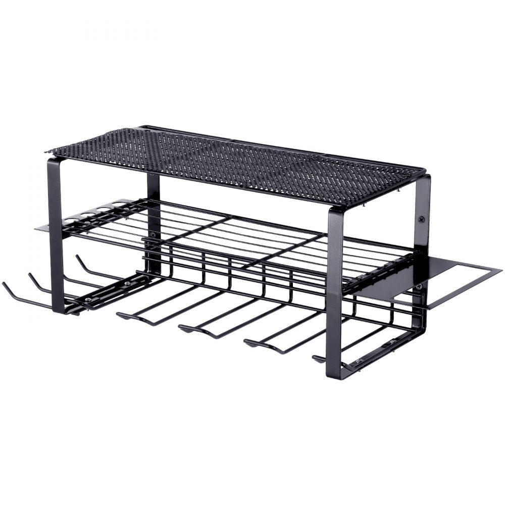 Power Tool Organizer, 4 Slot, 3 Layers, Cordless Drill Holder Wall Mount, Battery Charging Station Storage Rack, Multi-Function Garage Organization, Heavy Duty Metal Shelf for Screwdriver Pliers