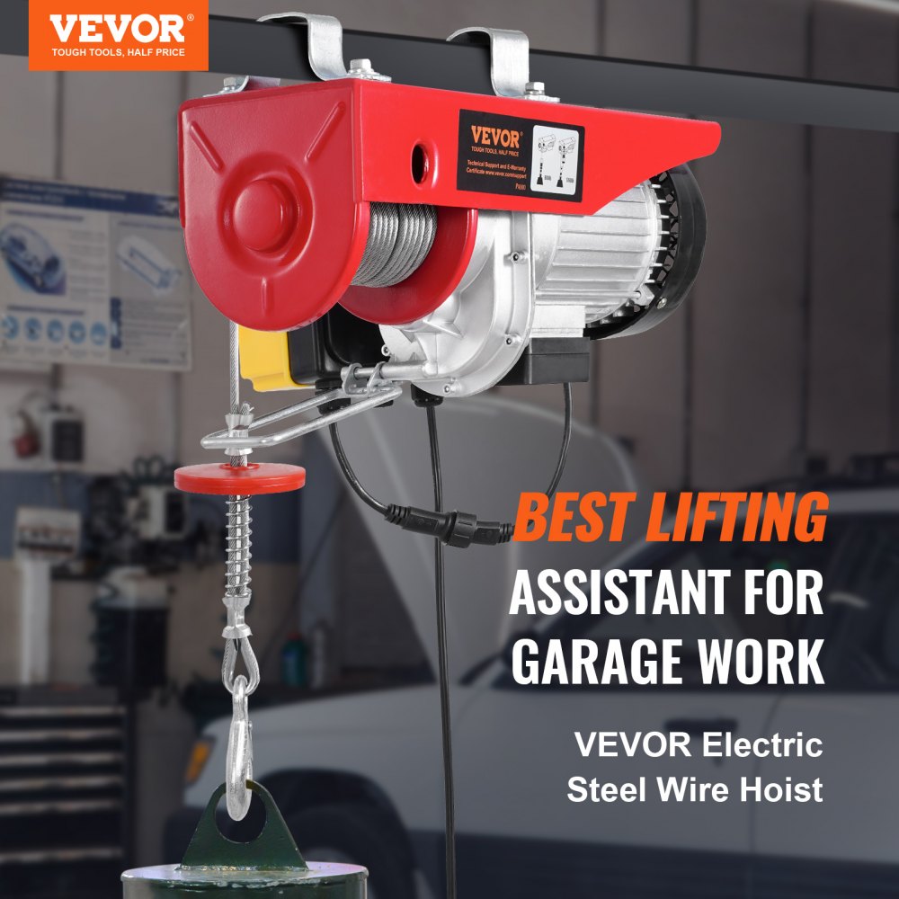 Electric Hoist Crane Winch 1760 lbs with 328 ft Wireless Remote Control