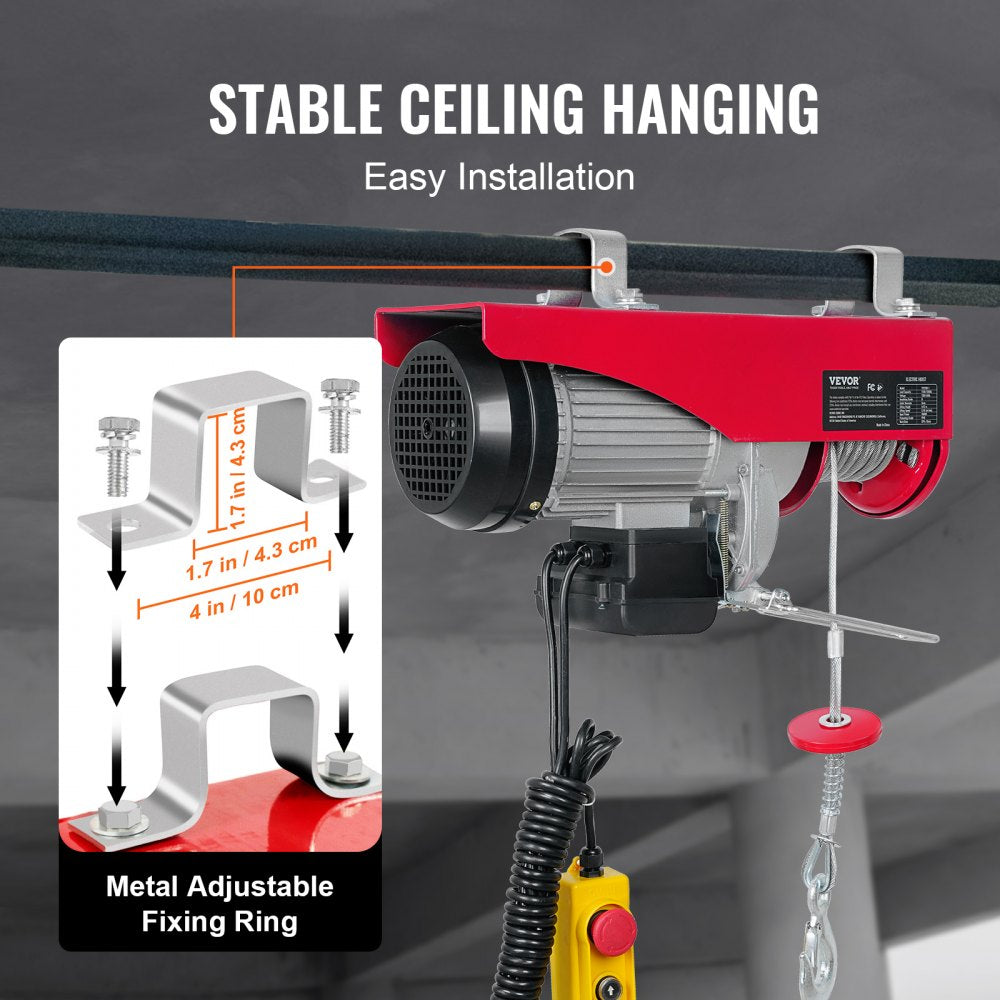 880lbs Electric Hoist with 14ft Wired Remote Control, 110V Electric Hoist Attic Lift 20-40 FT Lifting Height for Garage Attic Warehouse Factory
