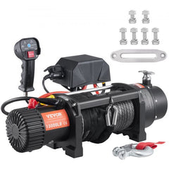 Electric Winch, 12V 13,000 lb Load Capacity Nylon Rope Winch, IP67 3/8” x 85ft ATV Winch with Wireless Handheld Remote & Hawse Fairlead for Towing Jeep Off-Road SUV Truck Car Trailer Boat