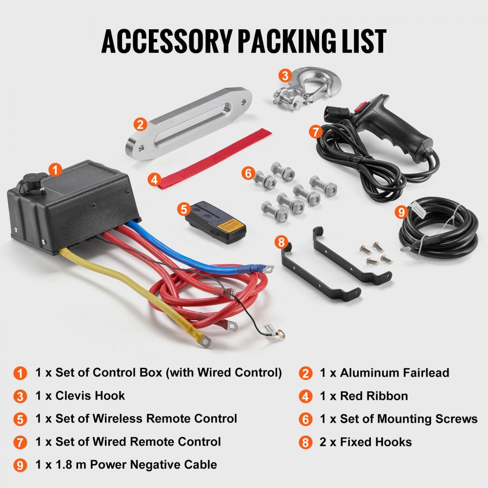 Electric Winch Truck 13,500 lb Synthetic Rope Waterproof Remote Control