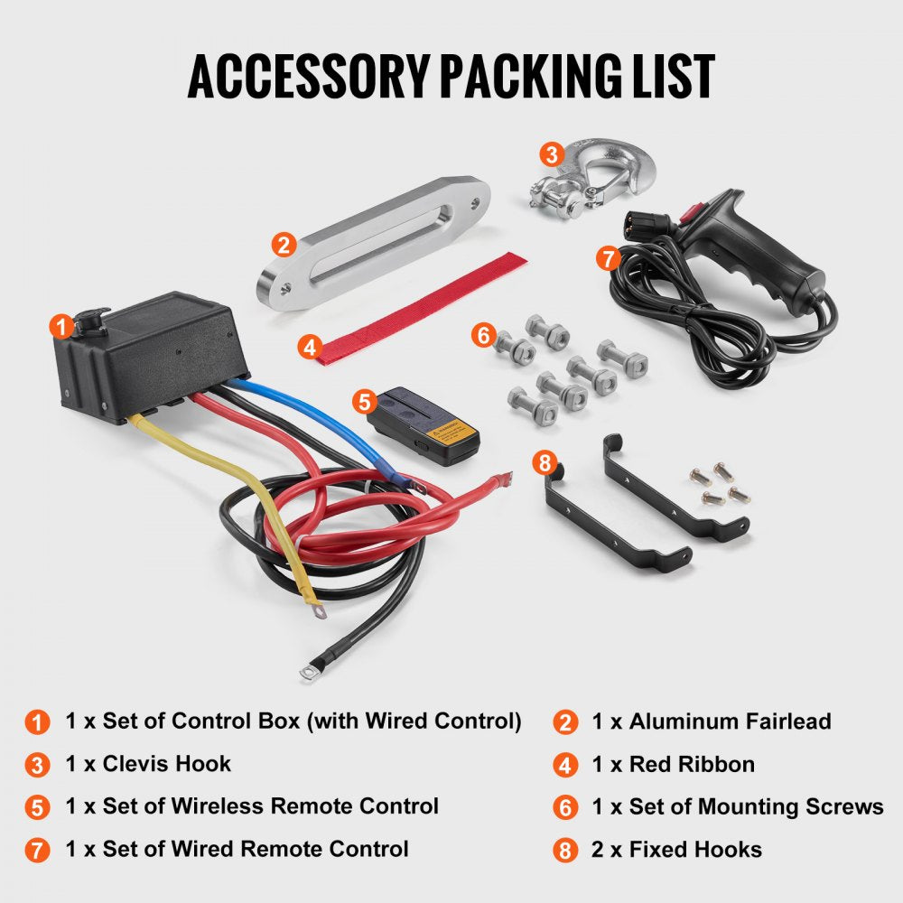 Electric Winch Truck 10,000 lb Synthetic Rope Waterproof Remote Control