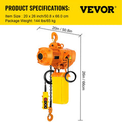 2200LBS Double Electric Chain Hoist, Yellow