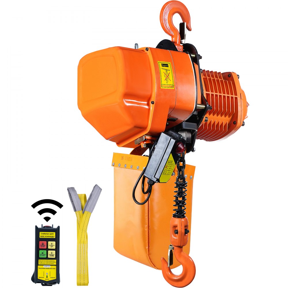 2 Ton Wireless Electric Chain Hoist, 4400 LBS Capacity with 20 FT Lifting Height, IP54 Protection, Three Phase Overhead Crane with G100 Chain