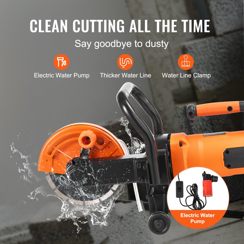 A 7-inch electric concrete saw with a powerful 2000W motor and ergonomic handle.