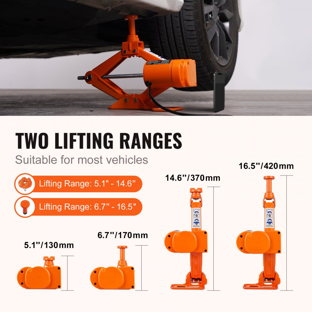 Electric Car Jack, 3 Tons /6600 lbs Scissor Jack, 12V Electric Automatic Jack with Double Saddles and Remote Control, Portable Car Jack for Sedan, SUV, Truck Tire Change