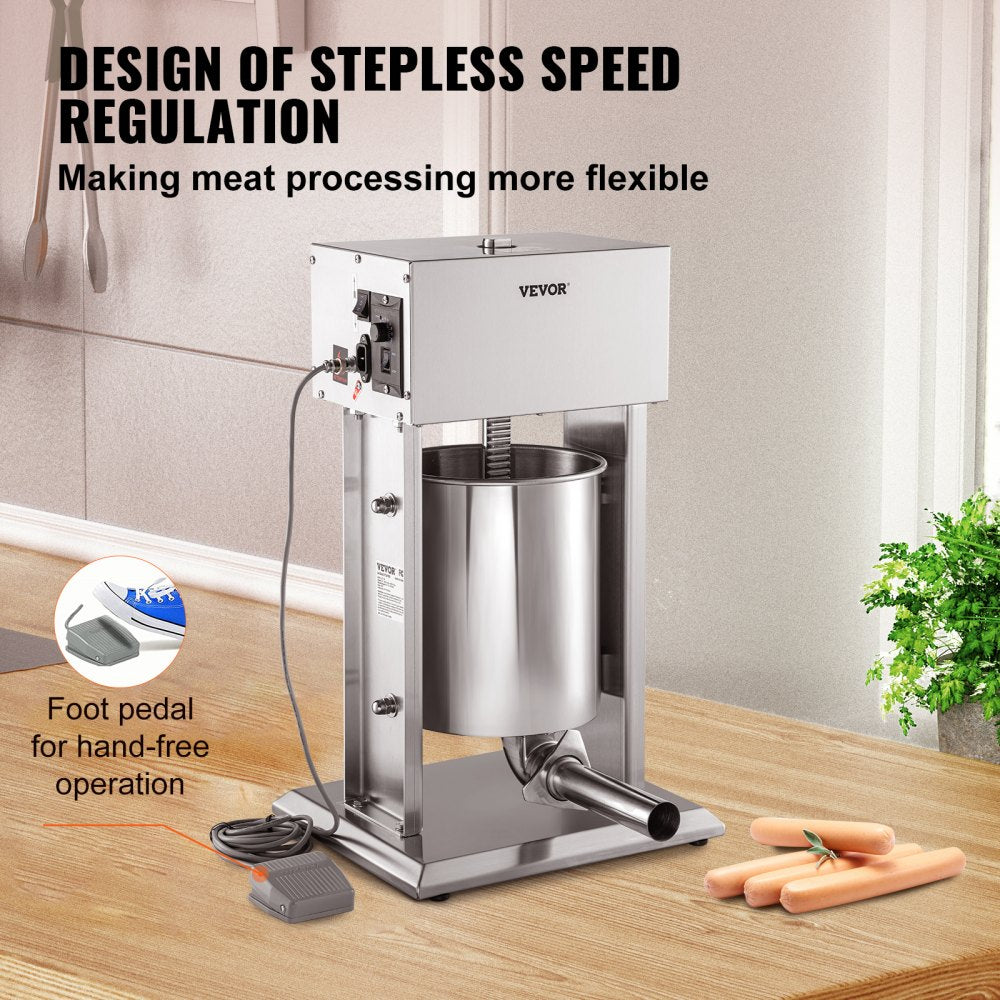Electric Sausage Stuffer 10L Variable Speed Sausage Maker Stainless Steel