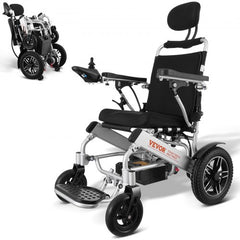 Electric Wheelchair for Adults Seniors, 300 lbs Weight Capacity, 17.7 in Width Lightweight Foldable Motorized Power Wheelchairs, Long Range All Terrain Aluminum Alloy Chair, Adjustable Backrest