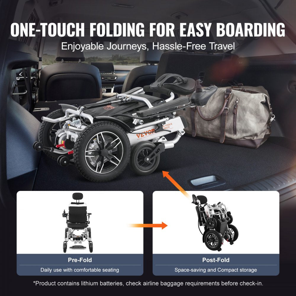 Electric Wheelchair for Adults Seniors, 300 lbs Weight Capacity, 17.7 in Width Lightweight Foldable Motorized Power Wheelchairs, Long Range All Terrain Aluminum Alloy Chair, Adjustable Backrest